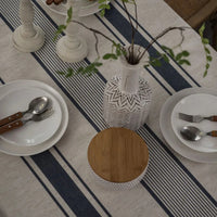 Nappe Rectangulaire Coton & Lin à Rayures Bleues – Esprit Maison Française Authentique