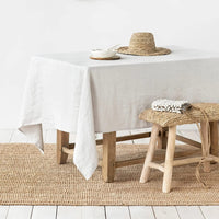 Nappe Rectangulaire en Lin Blanc – Élégance Pure et Intemporelle pour une Table Apaisante
