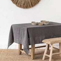 Nappe Rectangulaire en Lin Gris – Sobriété Élégante pour une Déco Moderne et Authentique