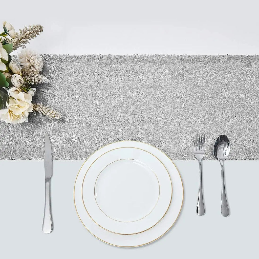 Chemin de Table Lin Flocons Or et Argent | Chemin de Table