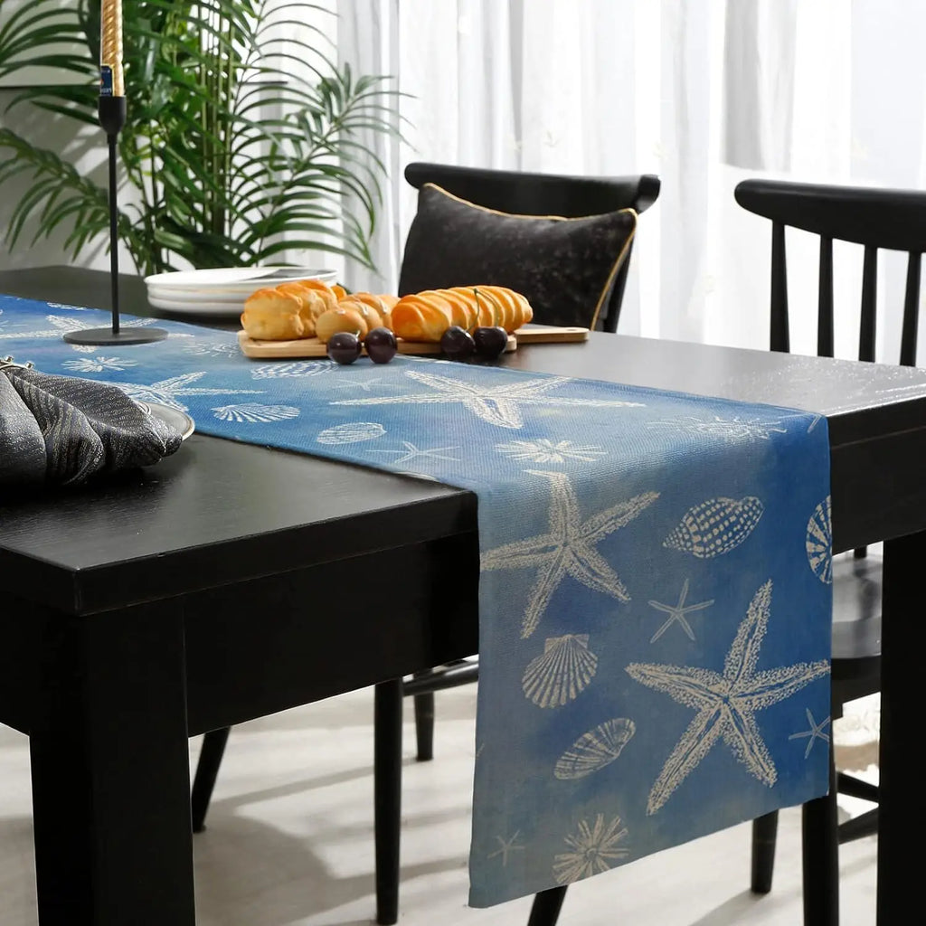 Nappe imprimée coquillage étoile de mer sable résistante aux taches et Nappe imprimée coquillage étoile de mer sable résistante aux taches et