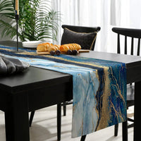 Chemin de Table Bleu Relaxant à Motif Unique