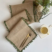 Chemin de Table en Jute Style Rétro avec Frange
