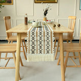 Chemin de Table en Lin à Motif Géométrique Tendance