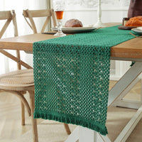Chemin de Table Vert en Macramé Fait Main