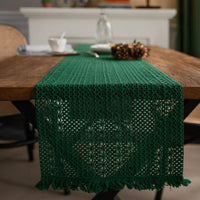 Chemin de Table Vert en Macramé Fait Main