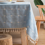Nappe Bleu Rectangulaire avec Motif à Carreaux
