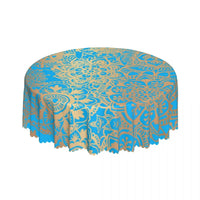 Nappe Bleu Ronde Résistante avec Motif Mandala