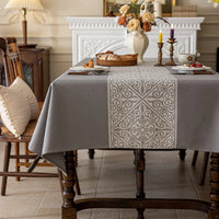 Nappe de Table Grise à Motif Fleur de Lys