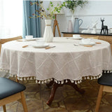 Nappe de Table Ronde et Rétro à Carreaux
