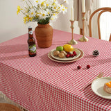 Nappe Table Rose à Carreaux avec Pampilles