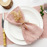 Lot de 30 Serviettes de Table Roses et Effilochées