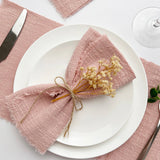 Lot de 30 Serviettes de Table Roses et Effilochées