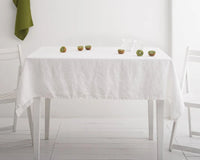 Nappe Rectangulaire en Lin Blanc – Élégance Pure et Intemporelle pour une Table Apaisante