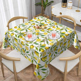 Nappe Carree Blanche avec Motif de Citrons Jaunes