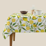 Nappe Carree Blanche avec Motif de Citrons Jaunes