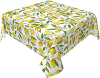 Nappe Carree Blanche avec Motif de Citrons Jaunes
