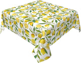 Nappe Carree Blanche avec Motif de Citrons Jaunes