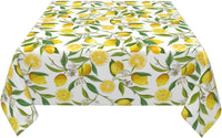 Nappe Carree Blanche avec Motif de Citrons Jaunes