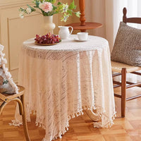 Nappe Blanche Ronde en Dentelle Fine