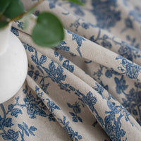 Nappe de Table Florale Bleu et Beige Motif Vintage Lavable