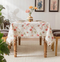 Nappe De Table Imperméable Florale À Franges