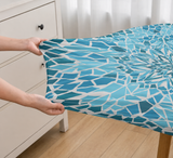 Nappe De Table Imperméable Ronde Motif Mosaïque Bleue
