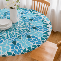 Nappe De Table Imperméable Ronde Motif Mosaïque Bleue