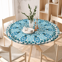 Nappe De Table Imperméable Ronde Motif Mosaïque Bleue