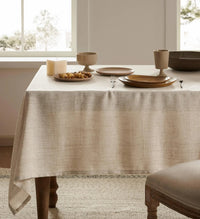Nappe de Table Rectangulaire Effet Lin Boho Lavable pour Salle à Manger