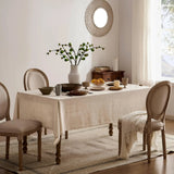Nappe de Table Rectangulaire Effet Lin Boho Lavable pour Salle à Manger