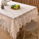 Nappe Rectangulaire en Dentelle Florale Brodée et Ajourée