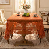 Nappe Rectangulaire en Dentelle Florale Brodée et Ajourée