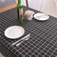 Nappe Rectangulaire à Carreaux en Coton et Lin