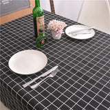 Nappe Rectangulaire à Carreaux en Coton et Lin