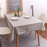 Nappe Rectangulaire à Carreaux en Coton et Lin