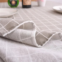 Nappe Rectangulaire à Carreaux en Coton et Lin