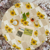 Nappe Ronde Imperméable à Bord Élastique avec Motif Tournesols