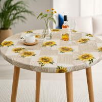 Nappe Ronde Imperméable à Bord Élastique avec Motif Tournesols