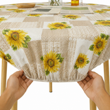 Nappe Ronde Imperméable à Bord Élastique avec Motif Tournesols