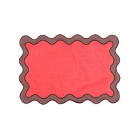 Set de table rond brodé Rouge festonné