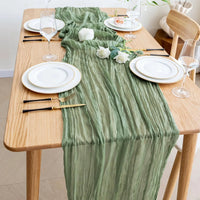 chemin de table en gaze de couleur vert 
