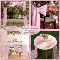 multiples usages du chemin de table rose en gaze