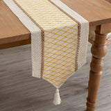 Chemin de Table Beige Moderne avec Pompons