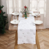 Chemin de Table Blanc pour Noël avec Motif Flocon