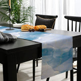 Chemin de Table Bleu Design Effet Marbre