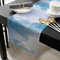 Chemin de Table Bleu Design Effet Marbre