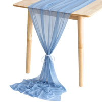 Chemin de Table Bleu Transparent en Tulle