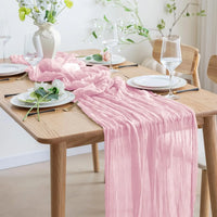 Chemin de table en gaze bohème rose clair — photo 3