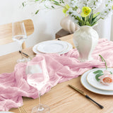 Chemin de table en gaze bohème rose clair — photo 5